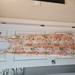 Floral Satin and lace nightgown and robe set